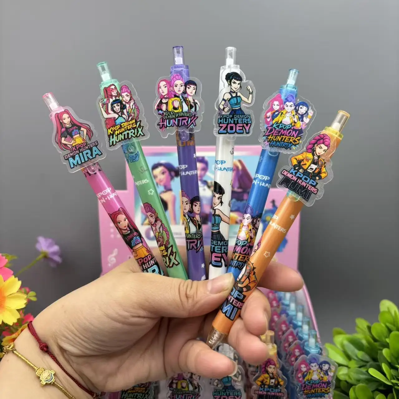 

6/48pcs Kpop Demon Hunter Pen Plastic Patch Push-Button Ballpoint Pen 0.5mm Stationery School Supplies Student Christmas Gift