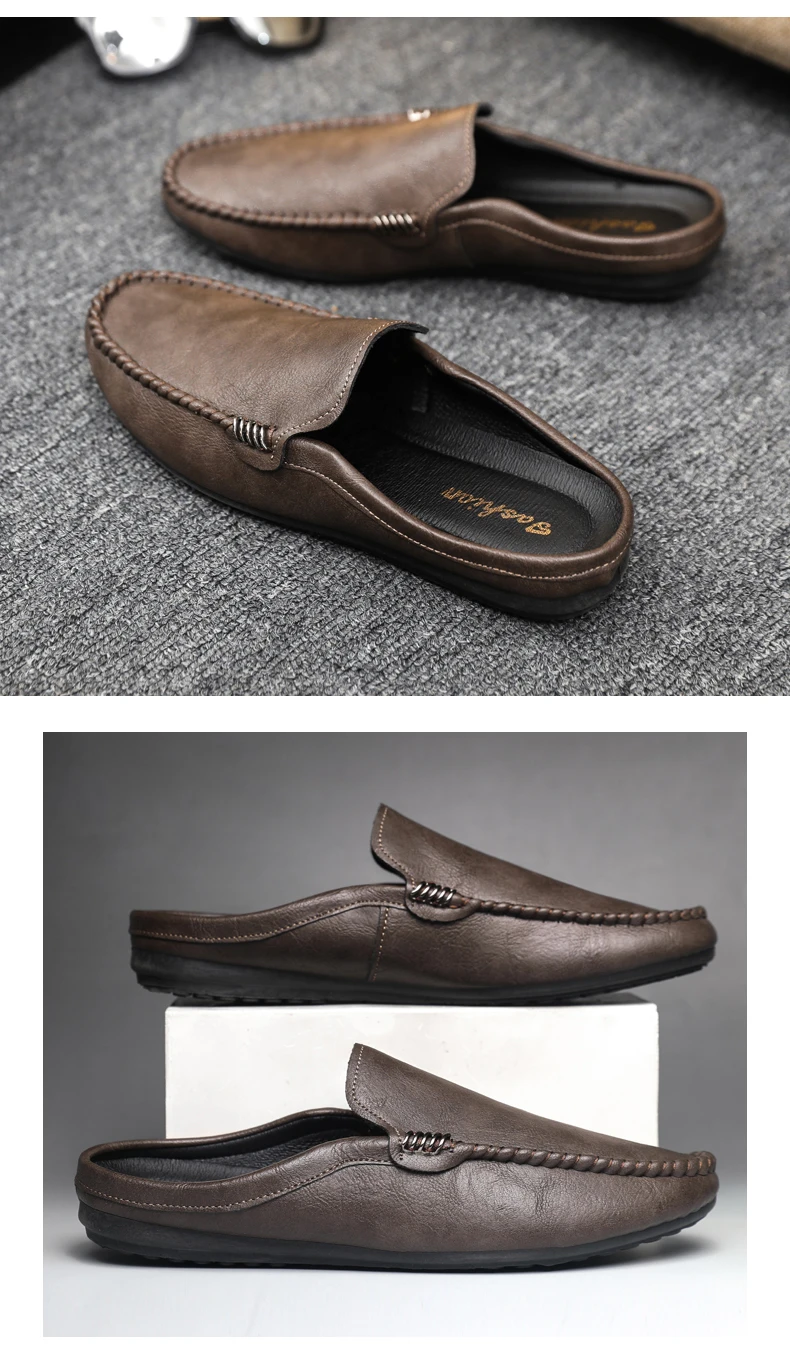 Heißer Verkauf: Herren-Halbschuhe – Bequeme Freizeitschuhe aus PU-Leder für Herren, atmungsaktive Slipper, Slip-on-Schuhe, Lazy Shoes, Herren-Loafer – Detail 21