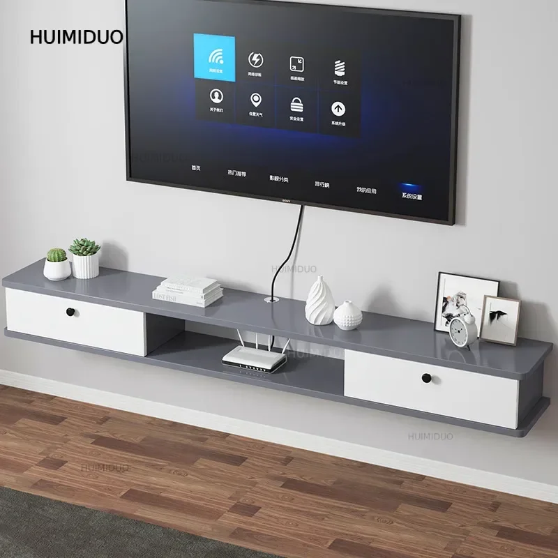 Simple Modern Eco-Friendly Space-Saving Wall-Mounted MDF Panel Adjustable TV Cabinet Floating Set-Top Box Storage Home Furnitu