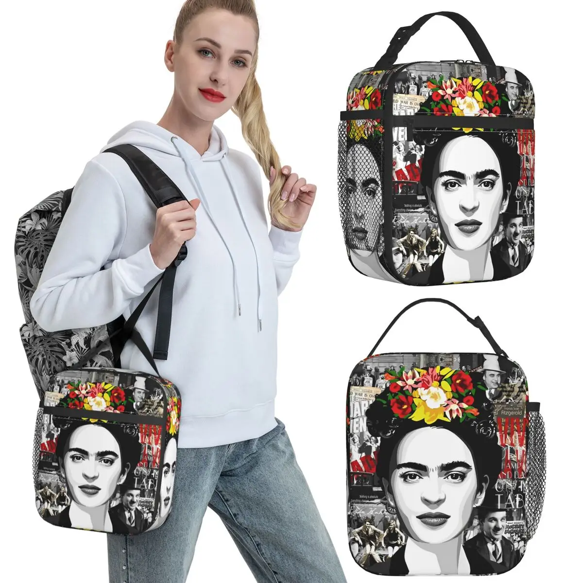 

Fridaes Kahloes Merch Insulated Lunch Bags For School Storage Food Boxes Leakproof Cooler Thermal Lunch Boxes