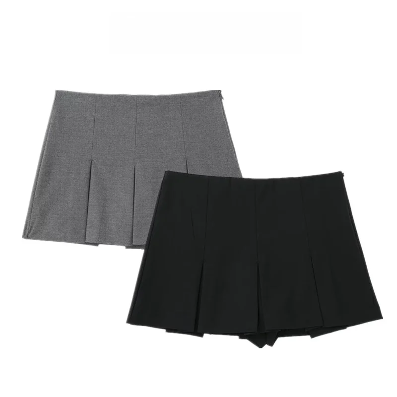 

High Waist Wide Pleat ort Skirt Pants Autumn New Sle Versatile Women's Clothing Commute Simple Sle A-Line Skirt