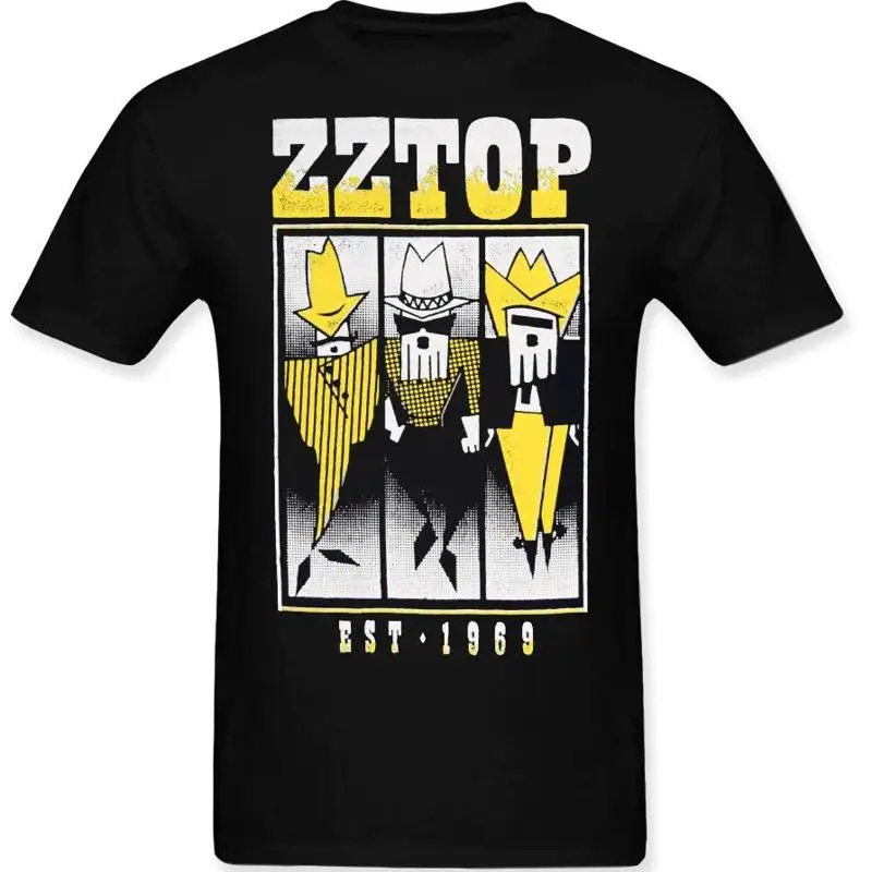 

Cotton T Shirt ZZ Top 3 Cowboys Billy Gibbons Frank Beard Dusty Hill