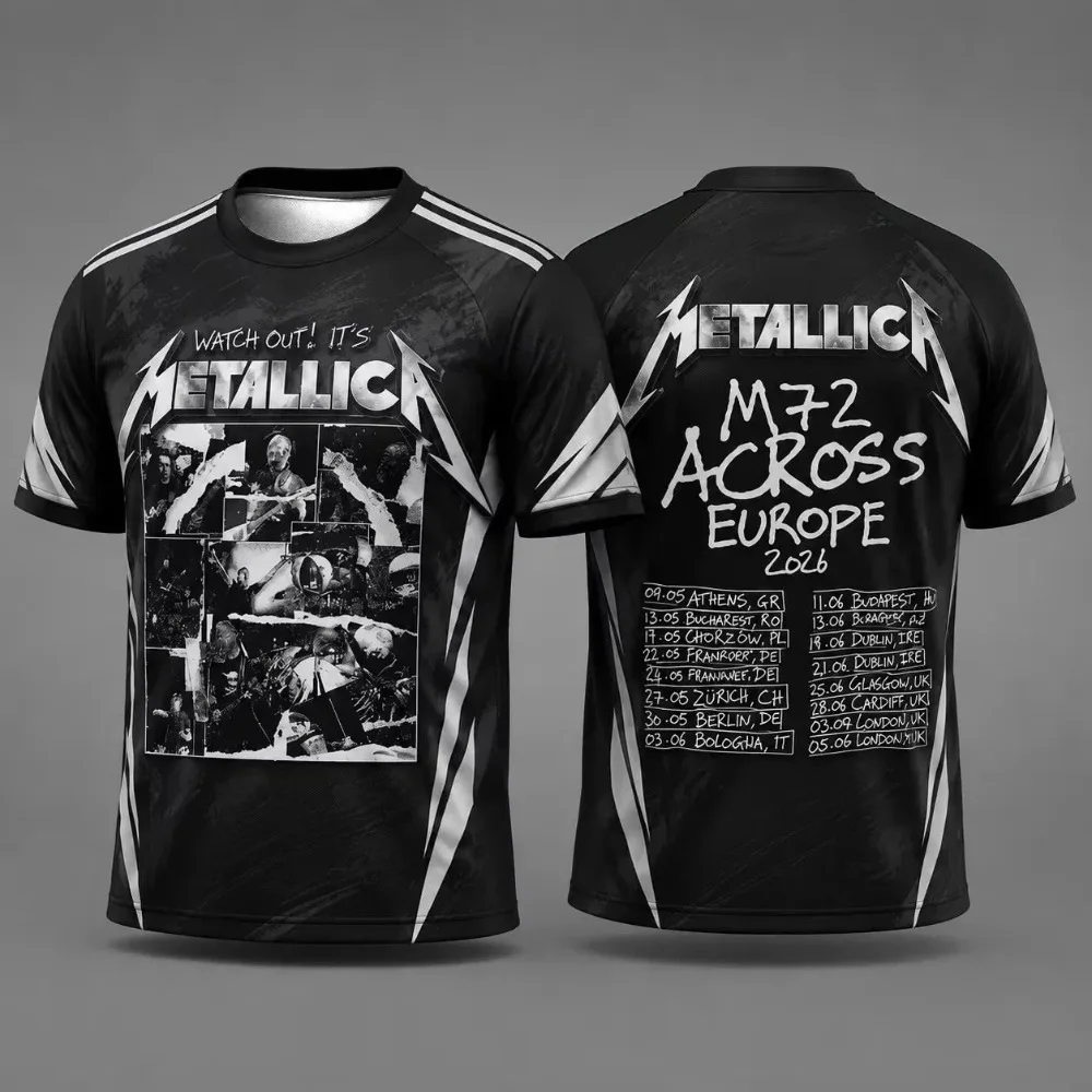 New 2026 European Metal Band Tour 3D Printed Men Fans Support Sports T-shirt Breathable Quick Drying Hip Hop Parent