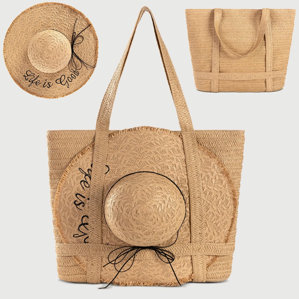 

Новая соломенная тканая сумка 2024 года со шляпой, тканая сумка в отпускном стиле, сумка для покупок для отдыха, женская сумка для одного комнаты