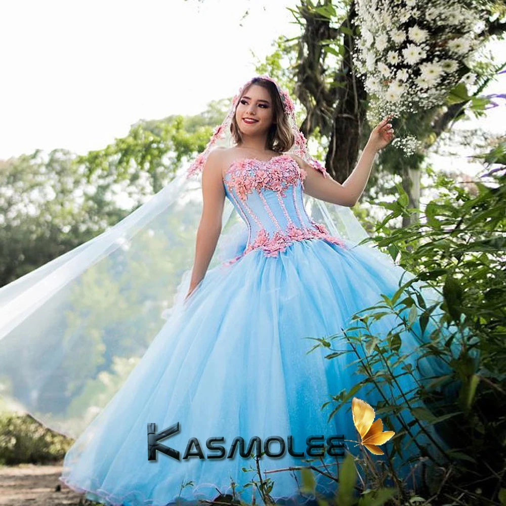 Kasmolee Charming Appliques Quinceanera Dresses for 15 Ans Sleeveless Lacing Up Floor Length Vestidos De Customised