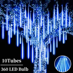 Outdoor LED Meteor Shower Lights Falling Rain Drop Fairy String Light Waterproof for Christmas Party Garden Holiday Decorations