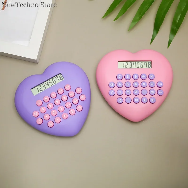 New Multi-function 8-bit Calculator Creative Love Computer Font Clear Plastic Keys Student Supplies Cute Calculator Wholesale