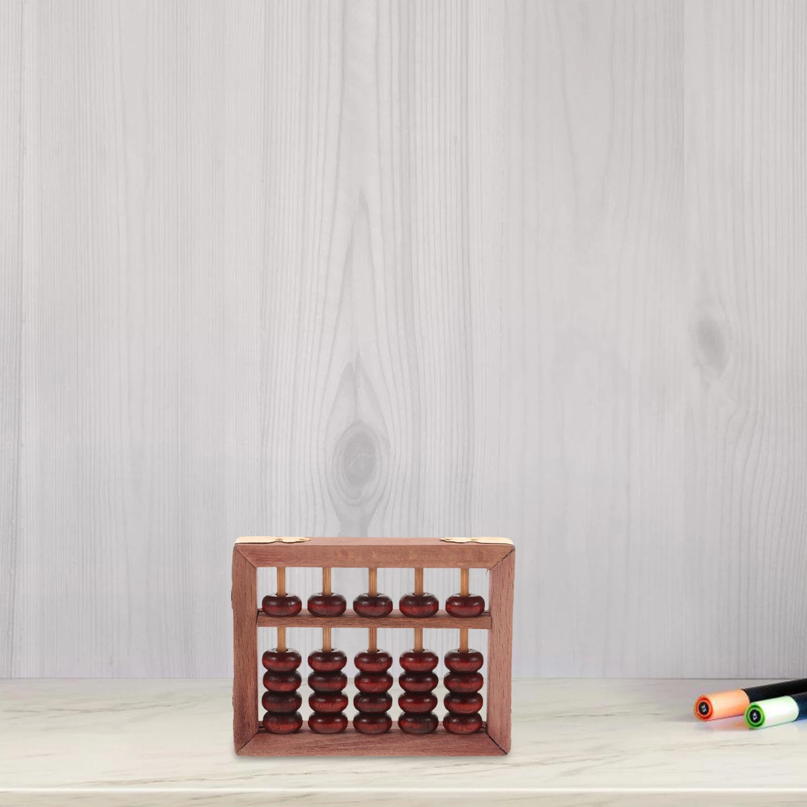 

Wooden Abacus Retro 5 Columns Red Beads Calculation Math Game Brain Toy Kids Learning Aid Portable Size Practical Present