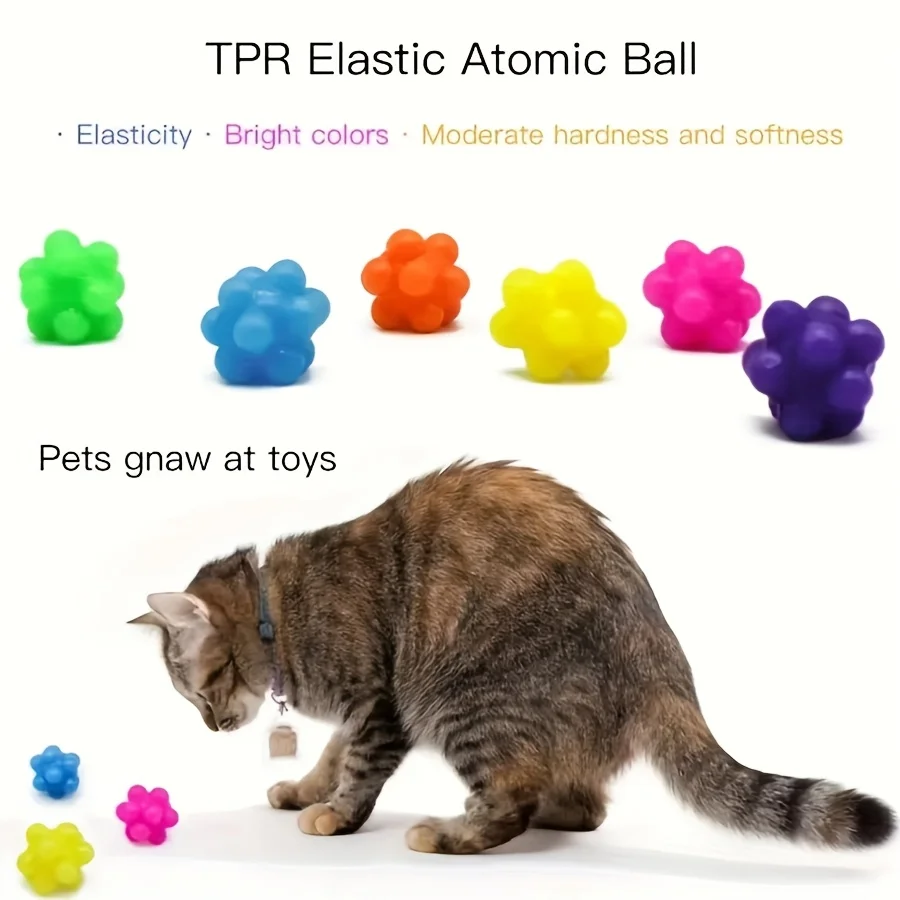 5/50 Stück TPR Elastisches Katzenspielzeug-Set Interaktive Springbälle Zufällige Farben Unterhaltungsartikel für Haustiere Indoor-Spielspielzeug – Detail 5