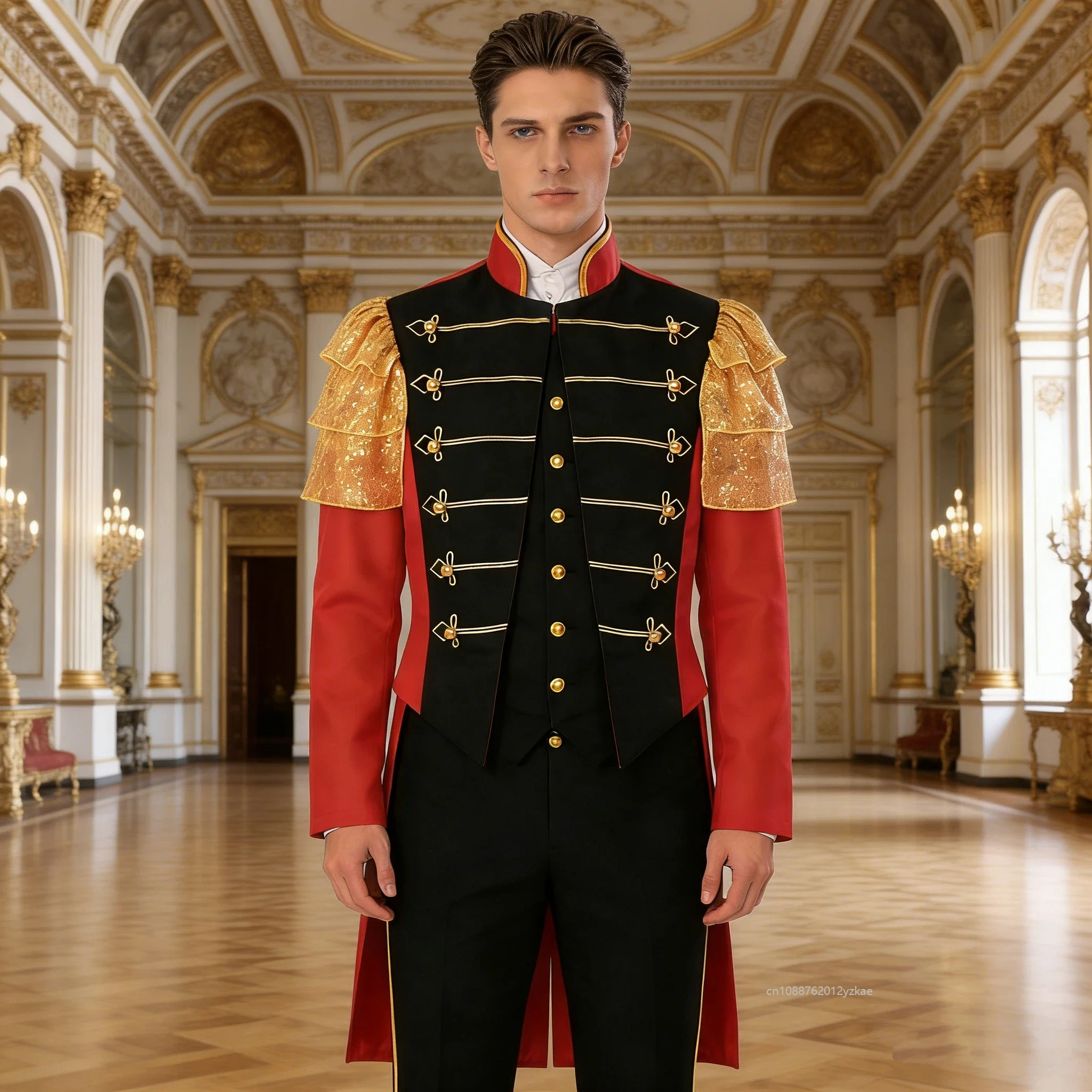 

Men's Halloween Nutcracker Jacket Medieval Drum Corp Fringe Drummer Circus Performer Animal Trainer Cosplay Cost Party Outerwear