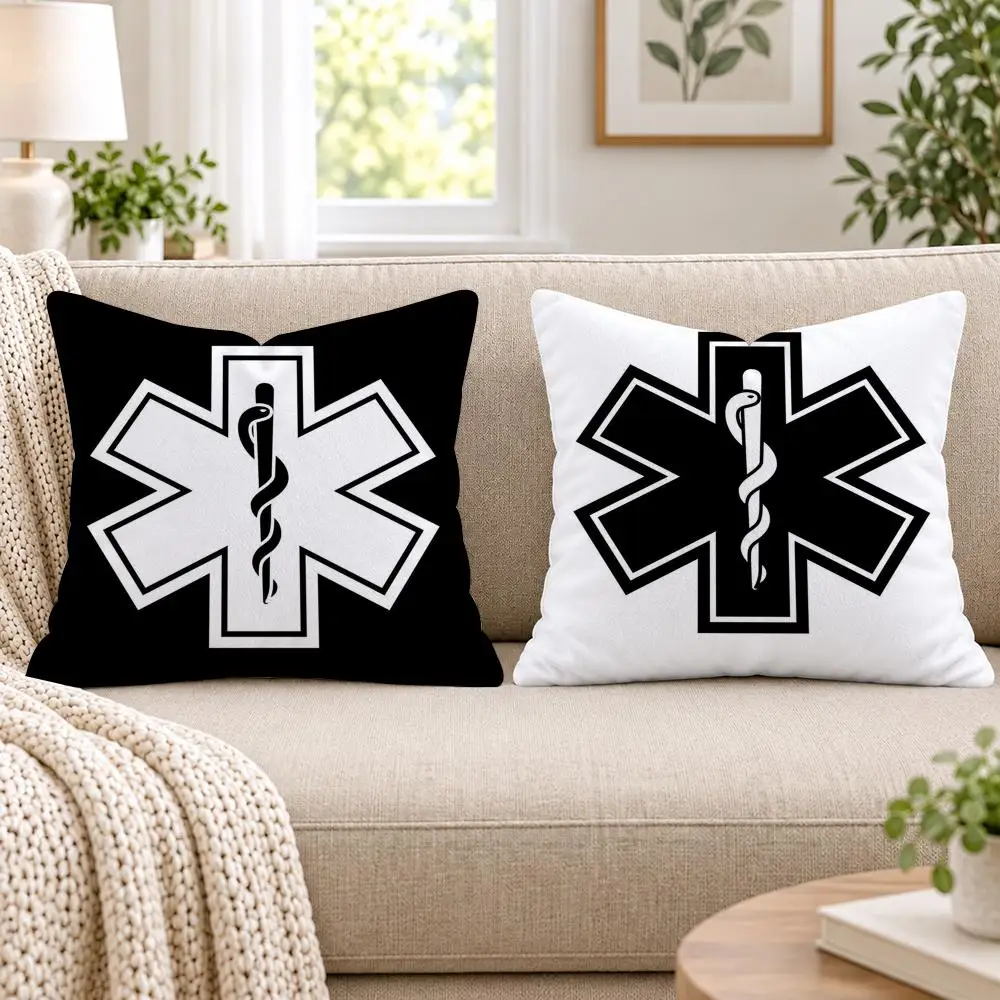 E-EMT EMS Ambulance Cushion Cover Short Plush Double-Sided Printing Sofa Bedroom Pillow Case Aesthetic Home Decor