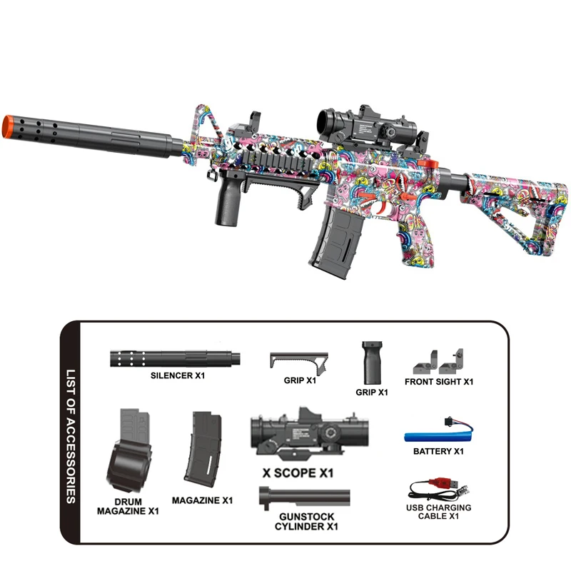 M4 電動ガンおもちゃ 自動発射 屋外射撃スポーツ 弾丸発射 水鉄砲おもちゃ 親子で遊べるギフト