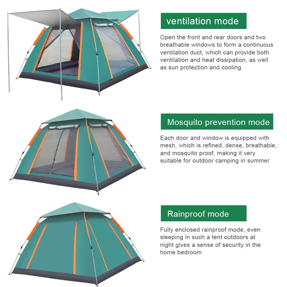 3-6 Person Outdoor Folding Tent Instant Pop Up Tent Portable Automatic Quick Open Camping Tent With Canopy For Hiking Picnic