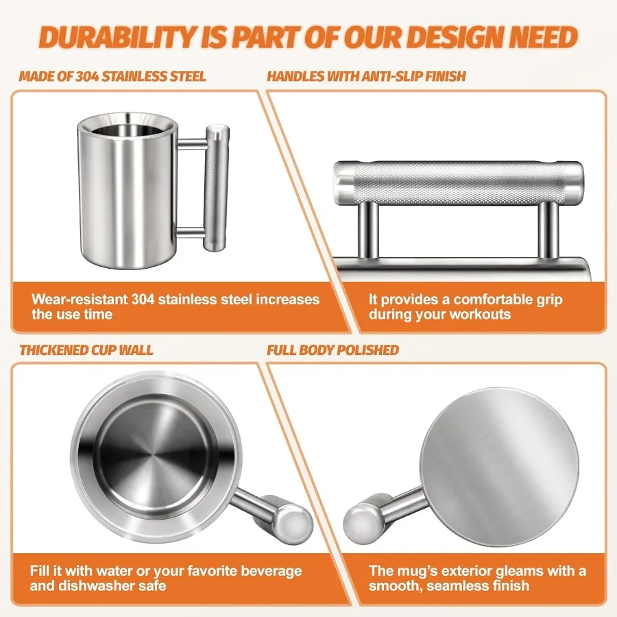 كوب قهوة ثقيل تحدي 304 أكواب دمبل من الفولاذ المقاوم للصدأ كوب ماء رياضي فضي الوزن لتدريبات اللياقة البدنية قوة الذراع