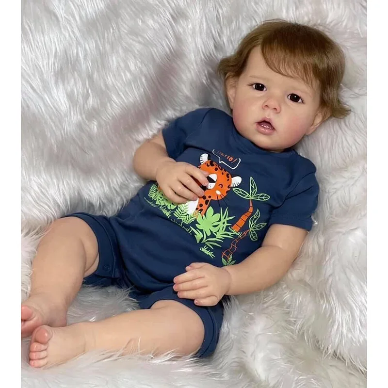 NPK 50cm Reborn Baby Already Finished Doll Liam 3D Skin Hand Detailed Painted Skin Visible Veins