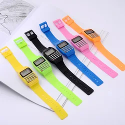 Reloj con calculadora de bolsillo, pulsera electrónica para niños, multiusos de silicona, Unisex