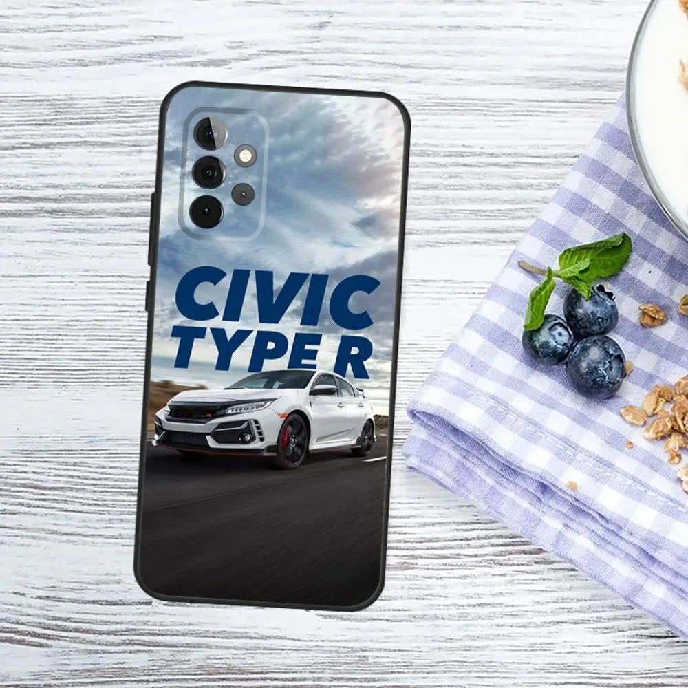 Sport Car T-Type R C-Civic Phone Case For Samsung Galaxy A13,A21s,A22,A31,A32,A52,A53,A71,A80,A91 Soft Black Phone Cover