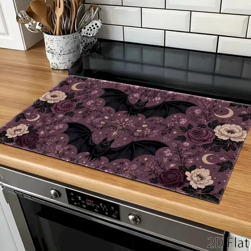 VIKAMA Gothic Halloween Drying Mat Skeleton Printed Heat resistant Mat Water absorbing and Anti slip Table Mat Home Decoration