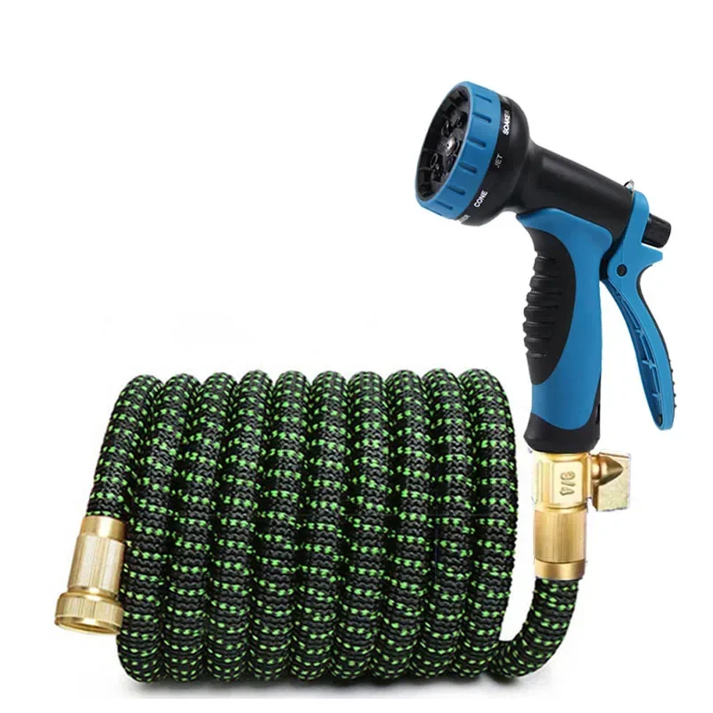 

Expandable Garden Hose High Pressure Car Wash Water Gun Rubber Material Retractable Lightweight No-Kink Leak-Proof Design for