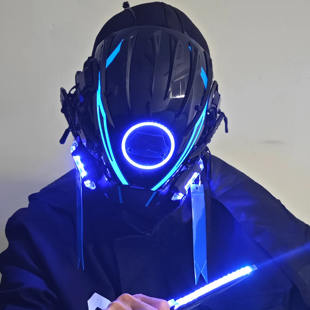 JAUPTO Punk Mask for Men, LED Mask for Women,Futuristic Punk Techwear, Cosplay Halloween Fit Party Music Festival Accessories