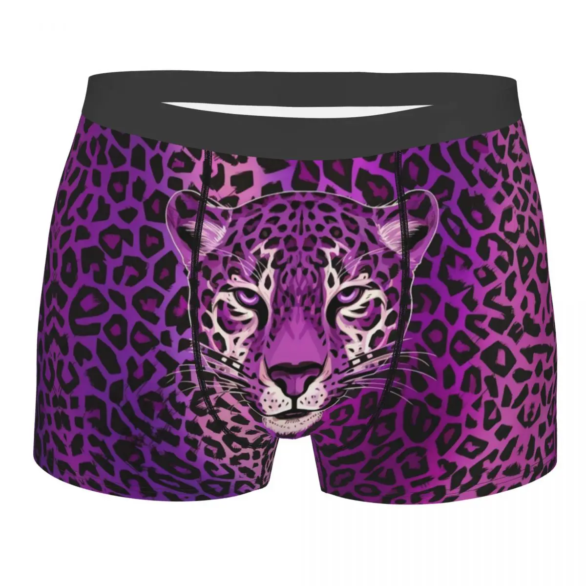 Custom Cute Purple Leopard Print Underwear Men Print Animal Skin Cheetah Boxer Briefs Shorts Panties Breathable Underpants