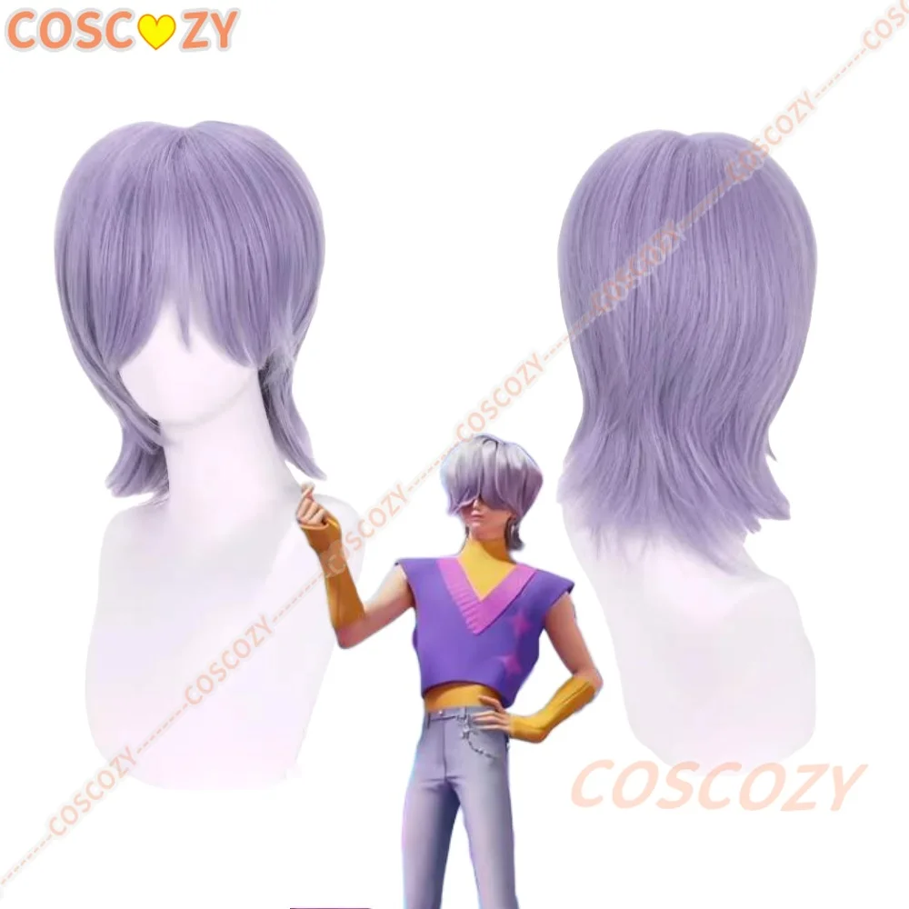 ‌ ‌ ‌ เคป๊อป ‌ นักล่าปีศาจ ‌ Saja Boy Baby Mystery คอสเพลย์วิกผมผมสีม่วงฟรีหมวกวิกผมอะนิเมะ Carnival ฮาโลวีนวิกผม