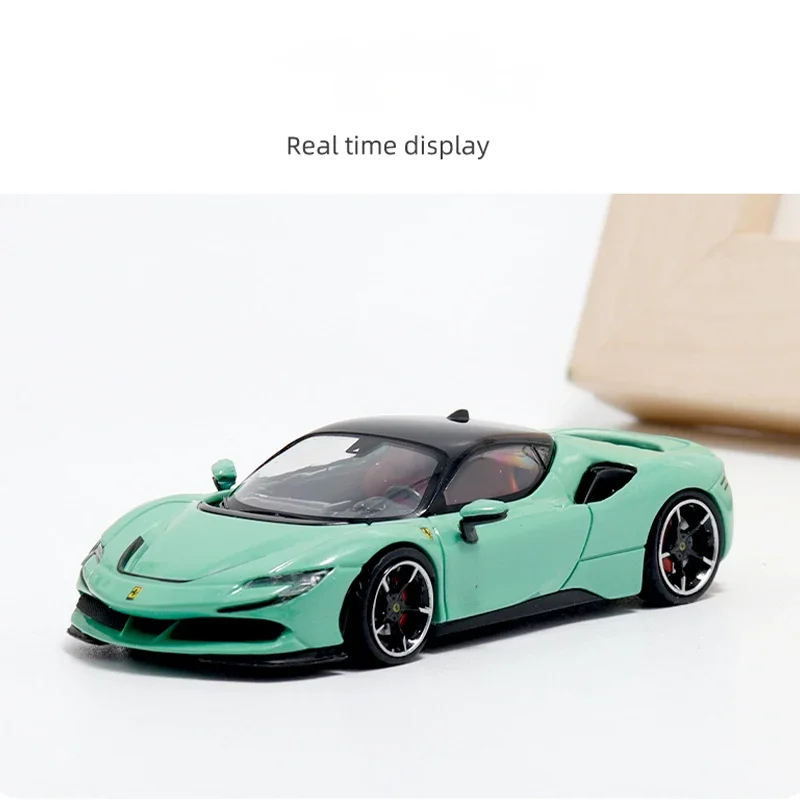 1:64 Scale F SF90 Prancing Horse Hybrid Sports Car Simulation Alloy Car Model Static Display Collectible Gift Souvenir Decration