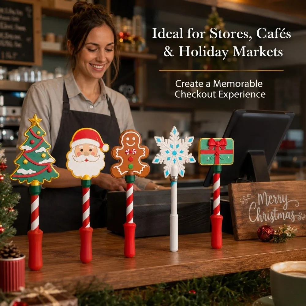 3D Printed Christmas Tap Wand Christmas Tree Gingerbread Man Credit Card Tap Prop Candy Stripe Grip Santa Claus