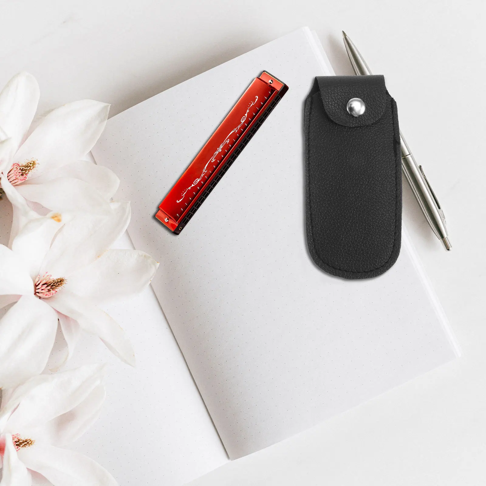 قطعتان من أكياس تخزين هارمونيكا المتينة، غطاء صنعة ممتازة للهدايا، حقيبة تخزين هارمونيكا سوداء #2