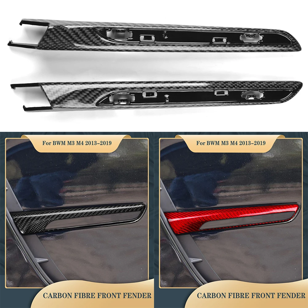 Real Carbon Fiber Interior Door Side Fender Vent Cover Trim For BMW M3 M4 F80 F82 F83 2015-2020 Decoration Car Accessories