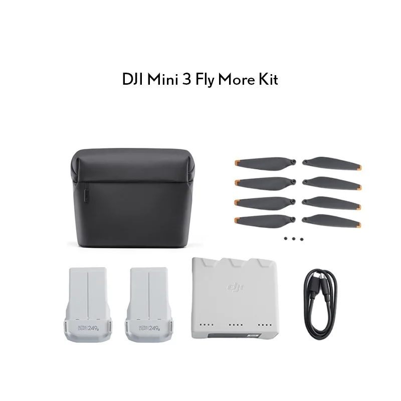 To Mini 3 Pro Fly More Kit includes two Intelligent Flight Batteries Two-Way Charging Hub Shoulder Bag Mini 3 Pro Accessories