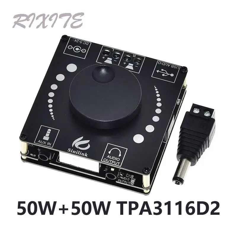 50W+50W Bluetooth-Compatible Digital XY-AP50H TPA3116D2 Audio Power Amplifier Class 10W~200W HiFi Stereo USB/AUX Sound Card AMP