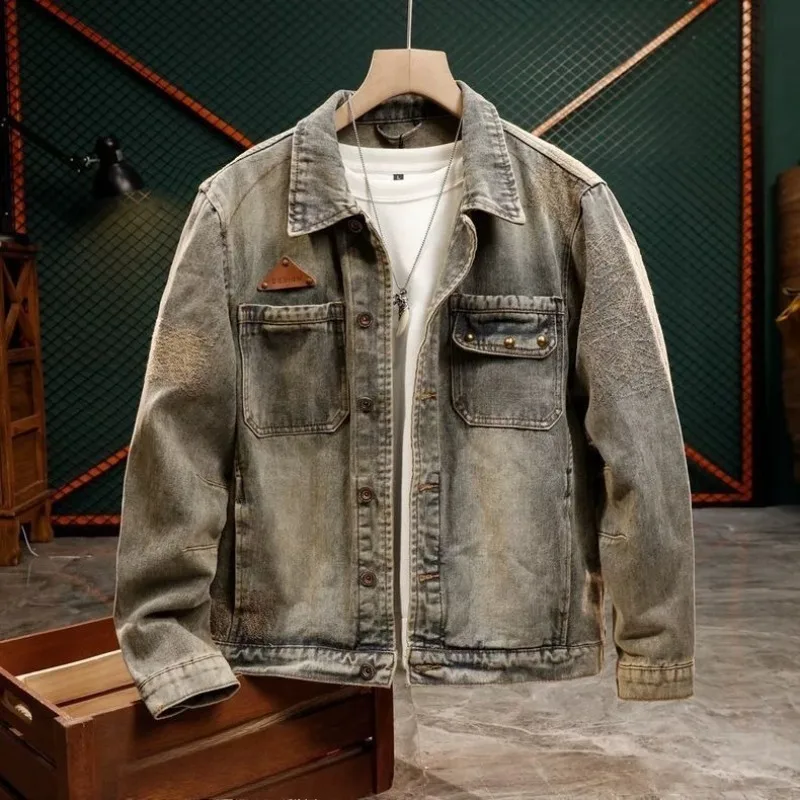 

Джинсовые куртки для мужчин в стиле панк, свободные Y2k, высококачественная верхняя одежда, повседневная быстрая доставка, японская ретро-ковбойская куртка, зима 2025, ковбойское пальто для мужчин