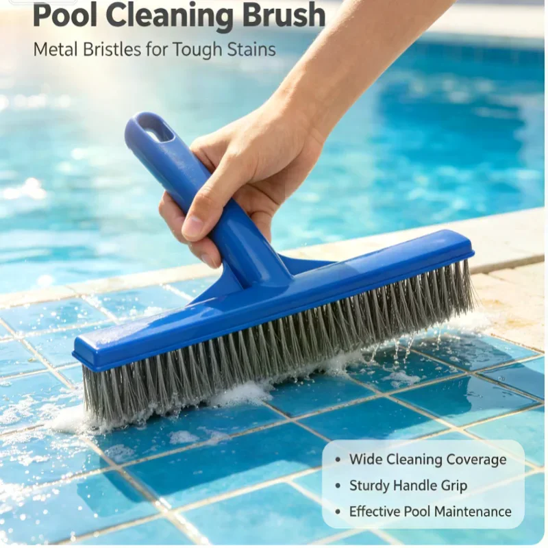 1Pcs Stainless Steel Bristle Heavy Duty 10 Inch Algae Brush For Swimming Pool Spa Fountain Cleaning Tool