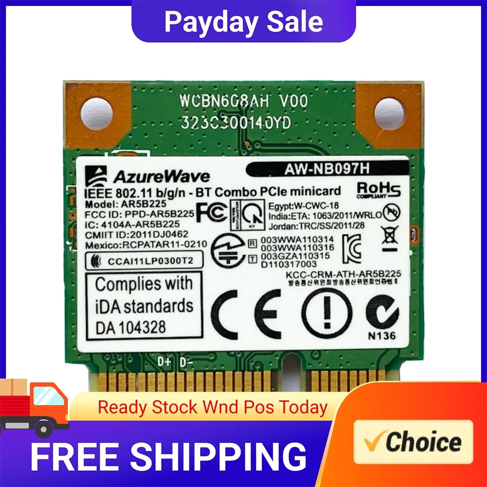 AR5B225 2 in 1 Desktop Computer Wireless Card Bluetooth-Compatible Network Card 2.4Ghz 300M Mini PCI-E WiFi Adapter