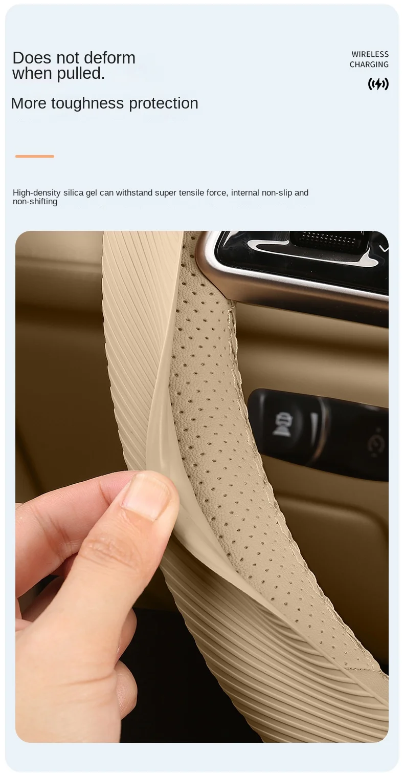 Rutschfester Silikon-Lenkradbezug Sommer Atmungsaktiv Elastisch Universell Passend 38cm Auto-Lenkradschutz Zubehör – Detail 12