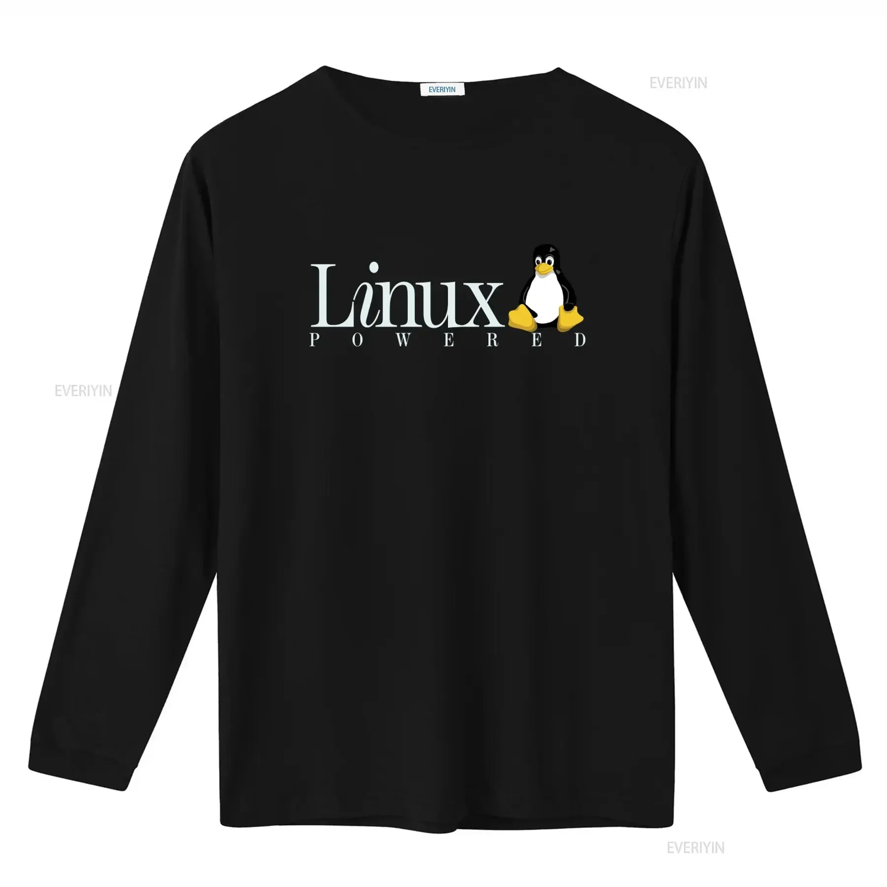 Linux Powered T Shirt Funny Tux Penguin Tagline and Logo Open Source OS vintage Washed Unisex Stretched homme Casual Versatile