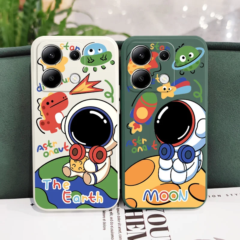 جراب هاتف رائد فضاء فضائي ، غطاء سيليكون سائل ، شاومي ريدمي نوت 13 ، 12 ، 12S ، 11 ، 11S ، 10 ، 10S ، 9 ، 9S ، برو بلس ، 4G ، 5 جم