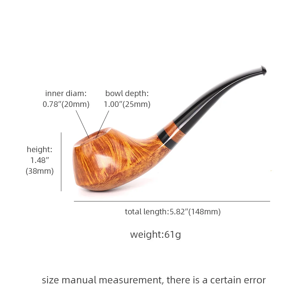 MUXIANG spoon-type volcanic tobacco pipe vulcanized rubber mouthpiece bowl diameter 20mm depth 25mm handmade briar wood pipe