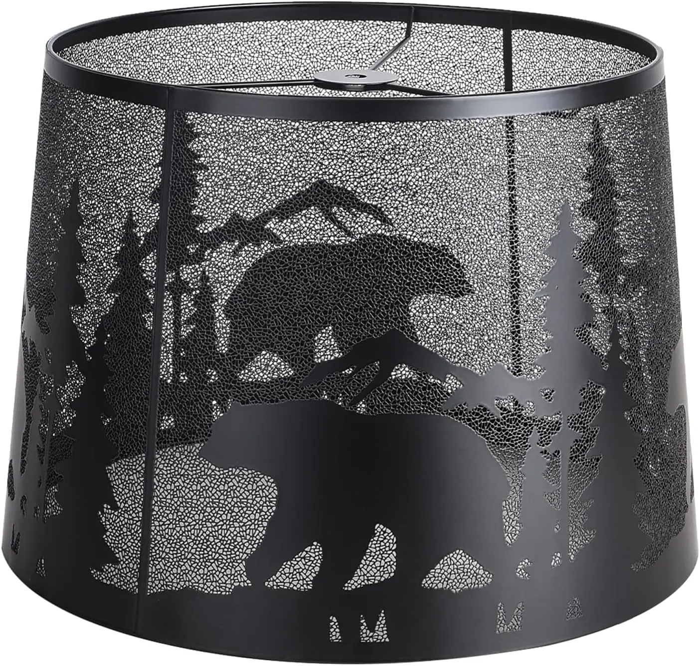 

Металлический абажур, абажуры-бочонки с рисунком деревьев и медведей для настольных и напольных ламп, 12 дюймов (верх) x 14 дюймов (низ) x 10 дюймов (глубина)