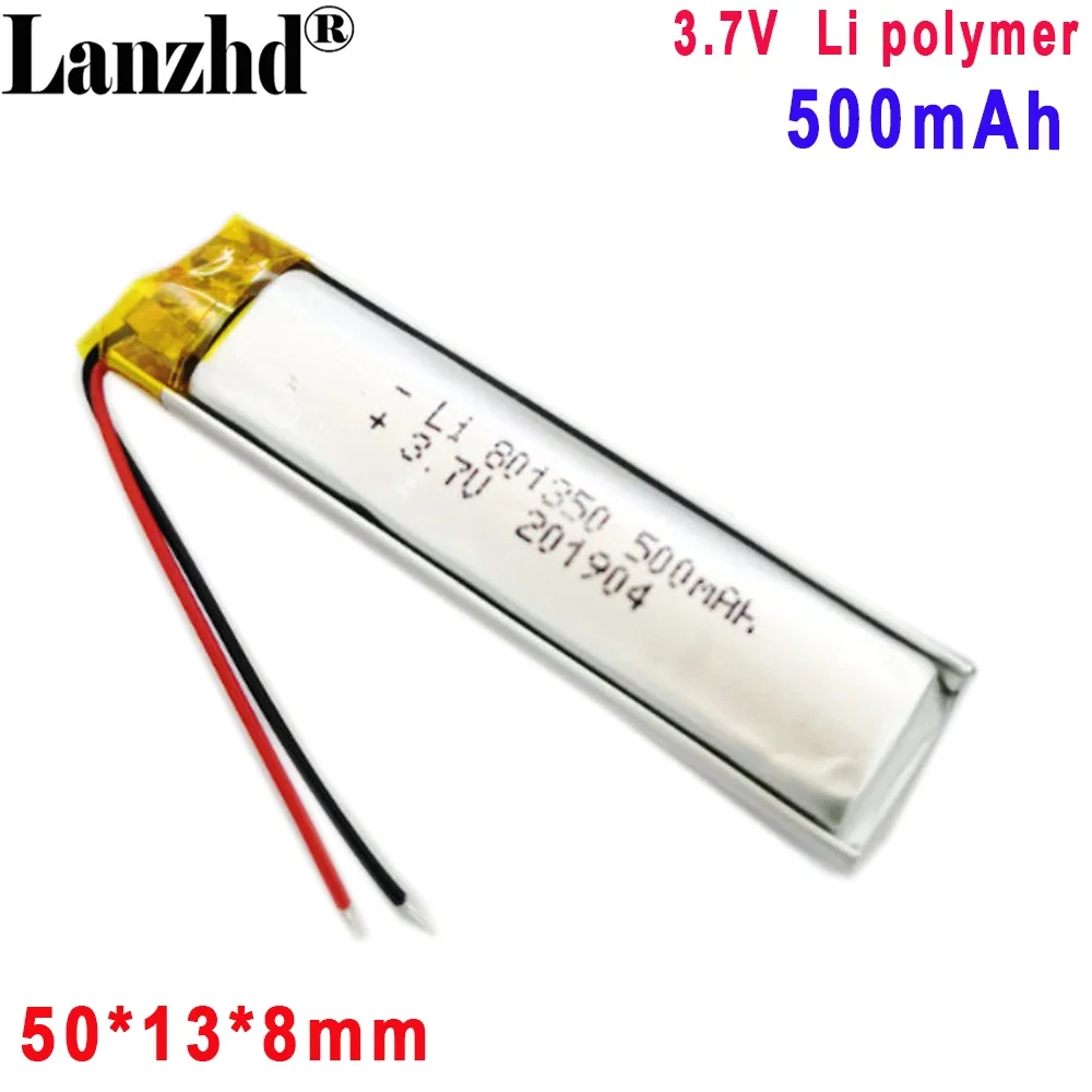 Lithium battery 801350 801555 3.7V 500mah battery with protection plate for Electric toothbrush massager battery