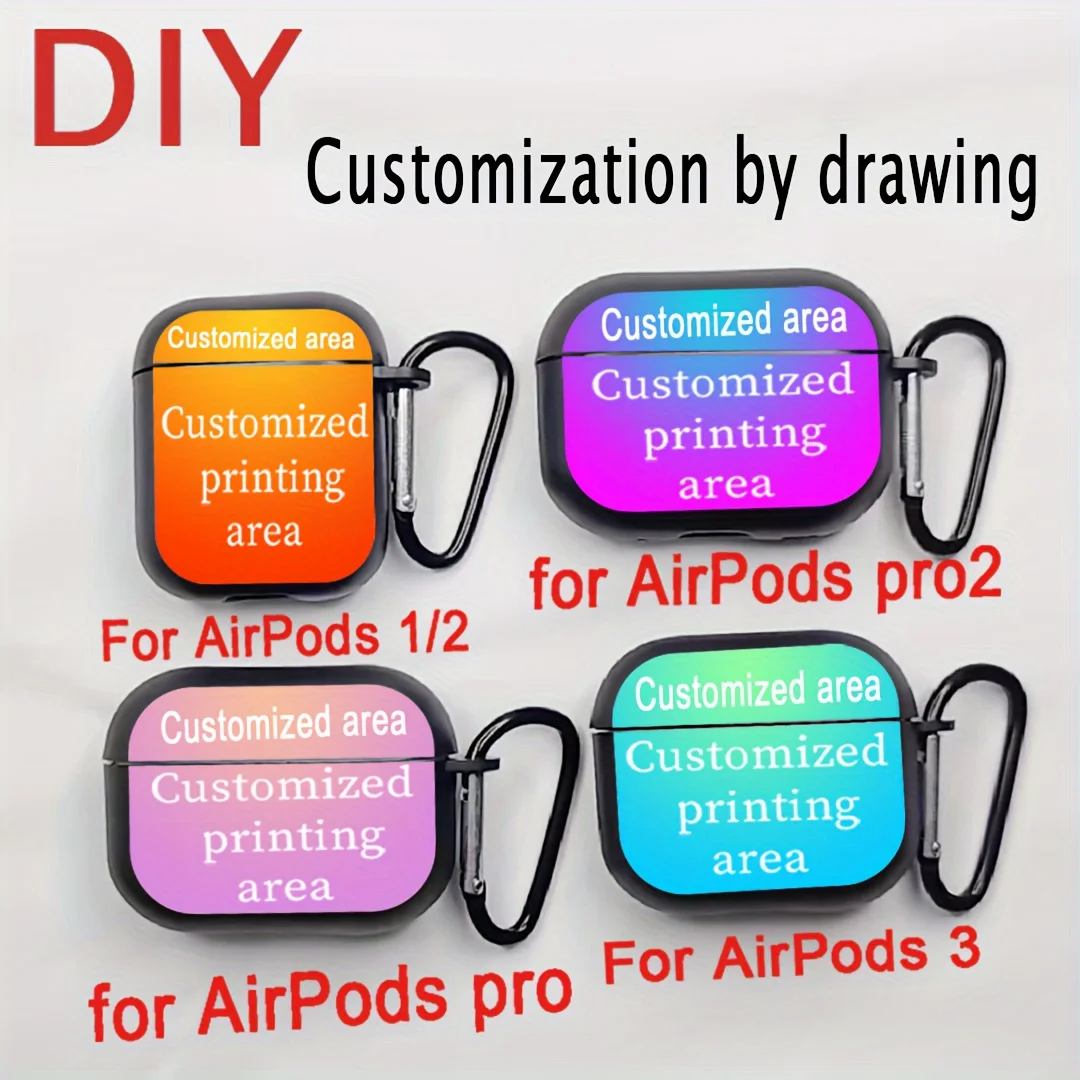 DIY Black Matte TPU Custom Case, Customizable Case for AirPods 1/2/3/Pro/Pro2, Custom Photo Case, Photo Custom TPU Case
