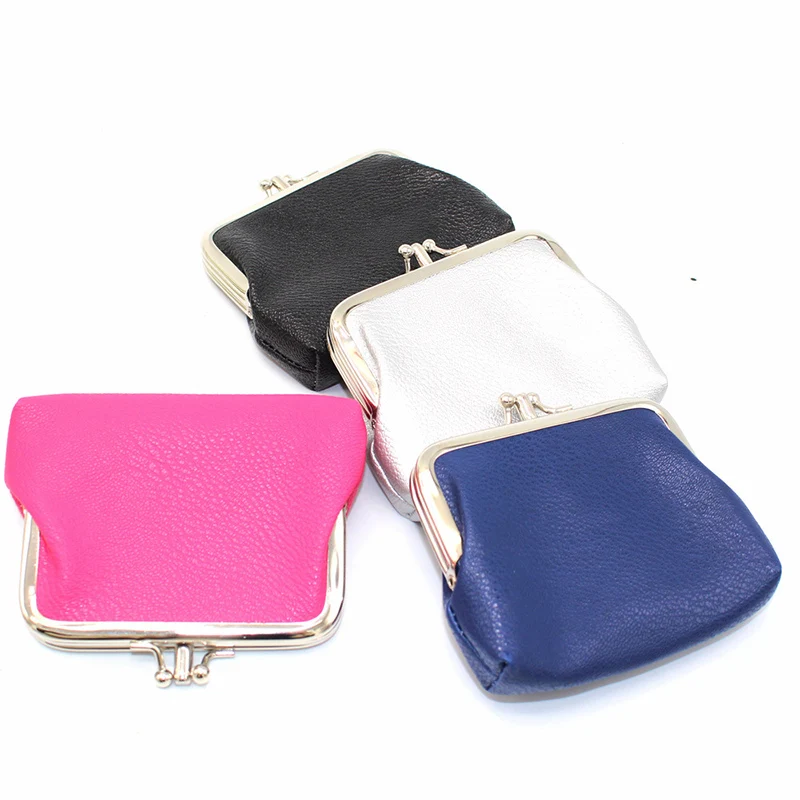 Mini carteras para mujer, Cartera de cuero PU, monedero, monedero, hebilla, tarjetero pequeño de Color sólido, monederos para niñas de doble capa, nuevo