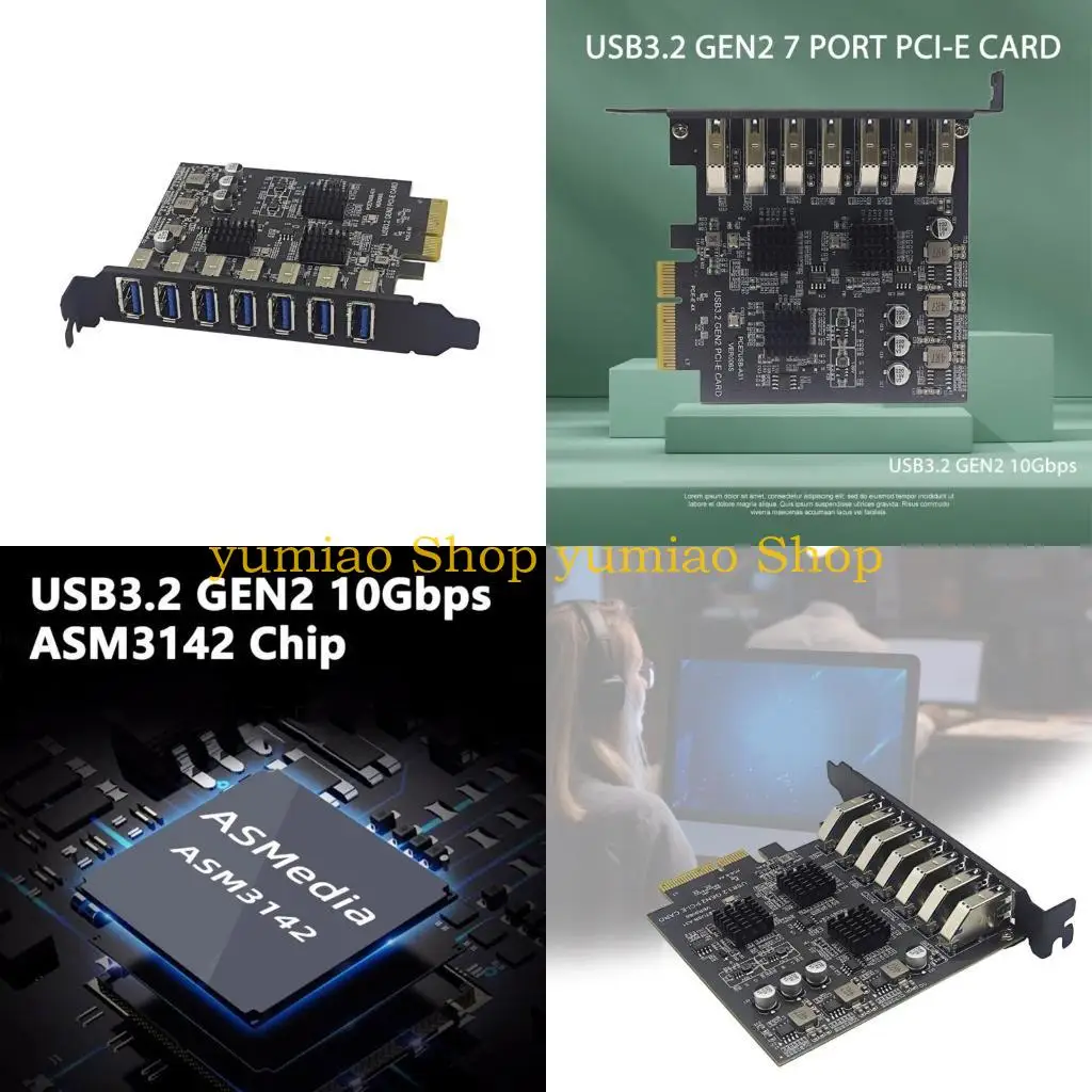 587B Reliable 7 Port USB 3.2 PCIe Add On Card for Professional Highly Speed Data Need Quality Design and Manufacturing