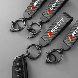 High-Grade Car Keychain Ring Carbon Fiber Metal Keychain Horseshoe Buckle for Seat Ibiza Cupra Arosa Ateca Cordoba Exeo Tarraco