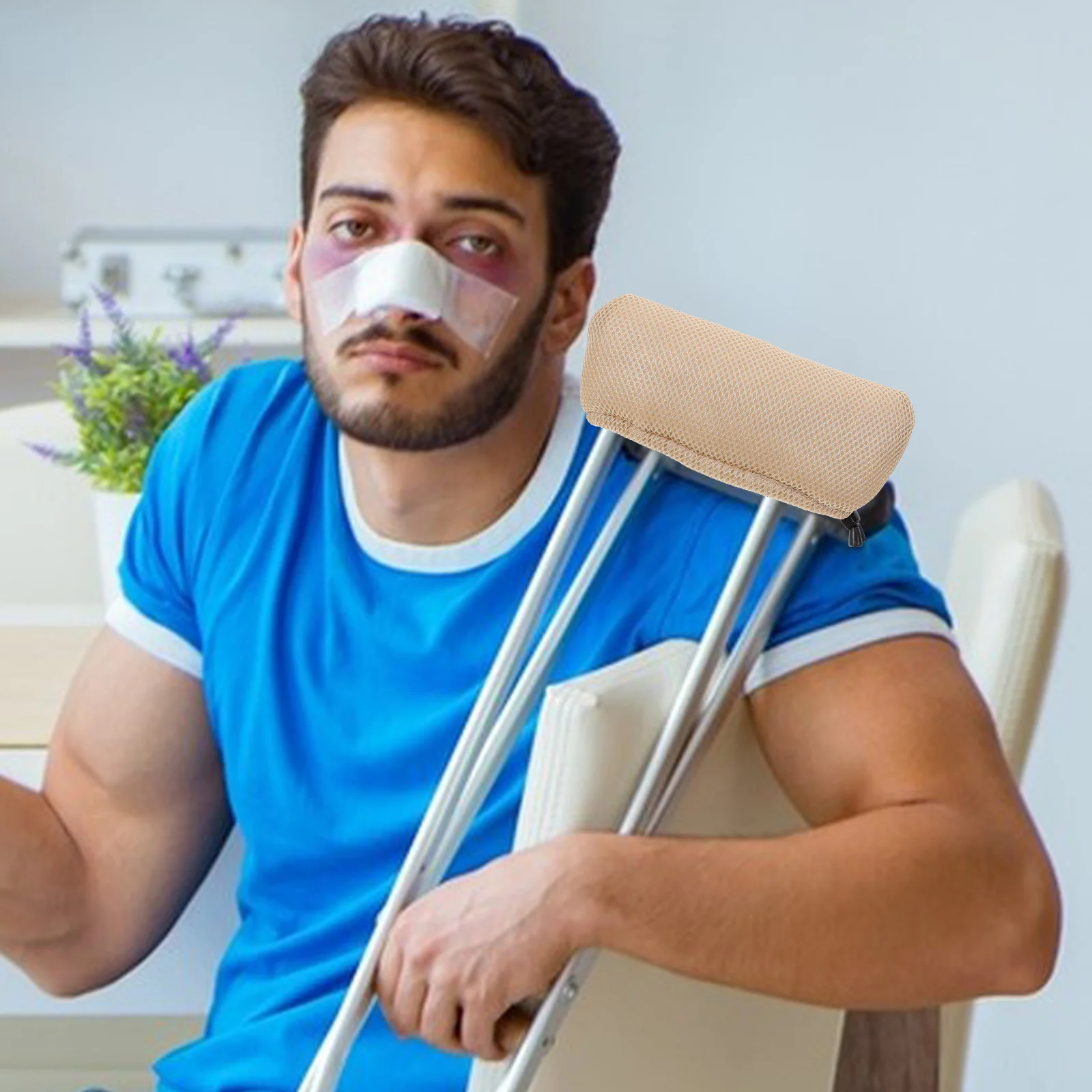 

2pcs Underarm Crutch Pad Replacement Soft Sponge Covers For Cane Hand Grips Forearm Crutches Breathable Mesh Anti-Slip