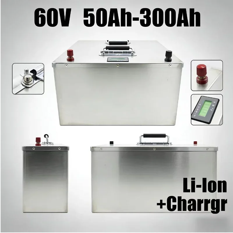 High Capacity Li-ion 60V 100Ah-200Ah Battery with BMS Bluetooth | Compatible with 12000W Off-Road Vehicles, Golf Cart, RV, Marin