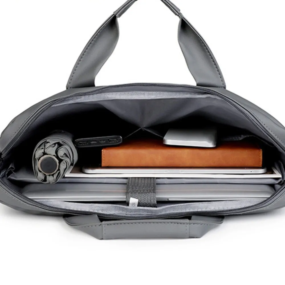 حقيبة كمبيوتر محمول للأعمال للرجال بحزام كتف مع مقبض حقائب كمبيوتر محمول محمولة بلون سادة حقيبة كتف للكمبيوتر المحمول مقاومة للماء #3