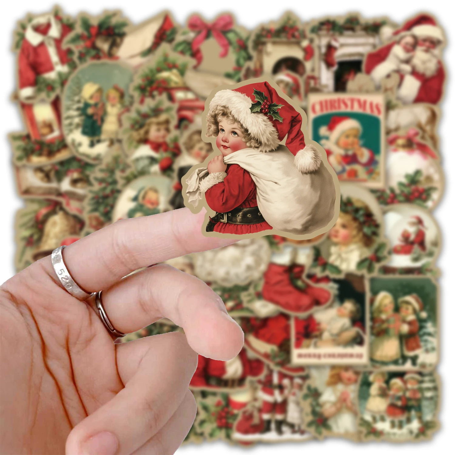 50PCS Retro Weihnachten Aufkleber DIY Telefon Fall Laptop Tablet Thermos Tasse Spielzeug Desktop Aufkleber