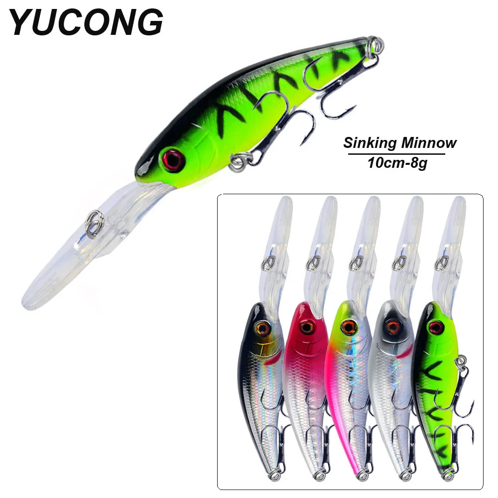 YUCONG 1PC Sinking Minnow leurre 10cm-8g Troling Fishing Bait Noisy Hard Lure Diving Wobbler Hart köder cebo duro Isca fisching